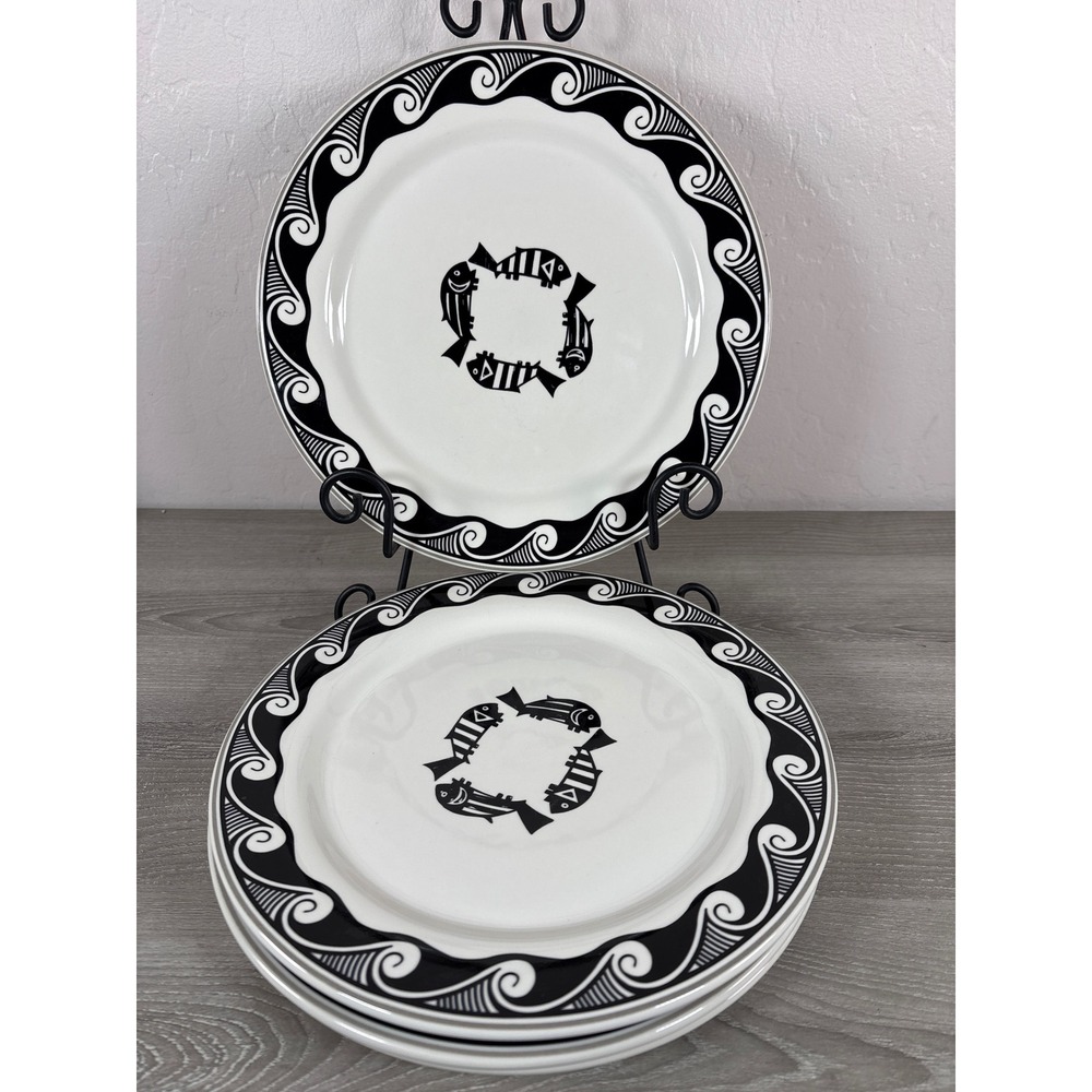 HF Coors Santa Fe Dining Car Service Mimbreno Indian Fish Dinner Plates Set of 4